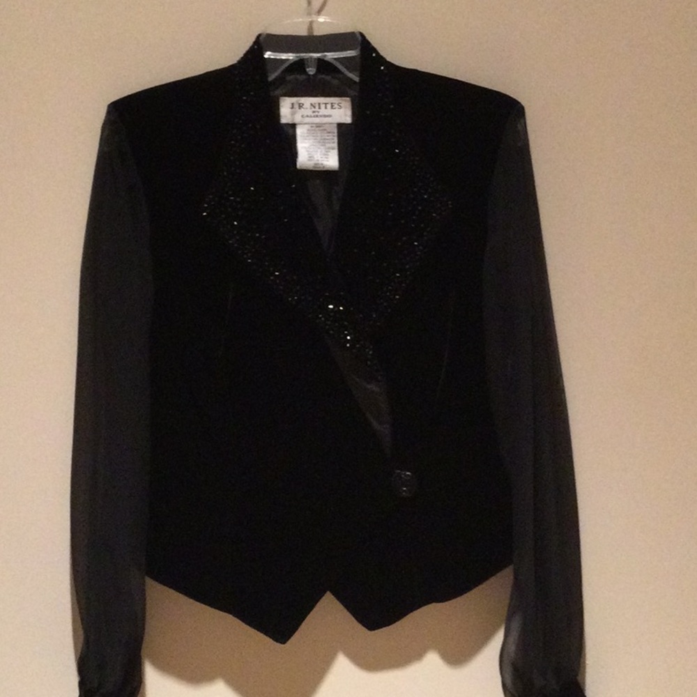 Velvet Beaded Collar Top by J R Nites